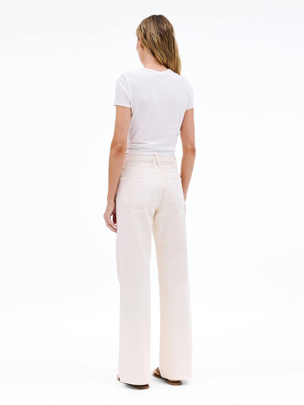 SLVRLAKE Grace High-Rise Wide Leg Jeans in Ecru